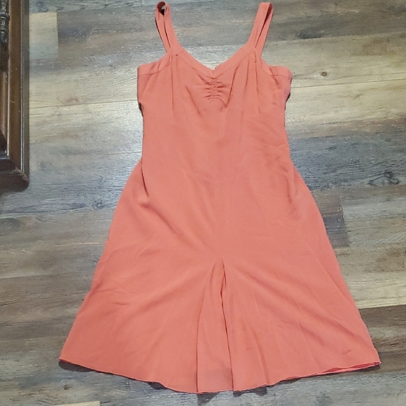 Club Monaco Salmon Pink Orange Silk Midi Dress - Picture 1 of 6